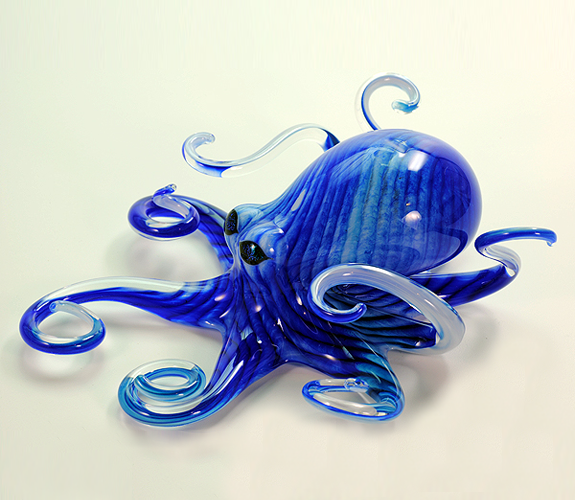 Childhood's End Gallery | Michael Hopko- Blown Glass Blue Turquoise Octopus
